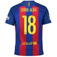 Barcelona Home Kit 2016-17 - Infants with Jordi Alba 18 printing, Red/Blue