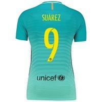 Barcelona Third Shirt 2016-17 - Womens with Suárez 9 printing, Turquoise