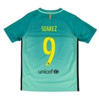 Barcelona Third Shirt 2016-17 - Kids with Suárez 9 printing, Turquoise