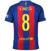 Barcelona Home Kit 2016-17 - Little Kids with A. Iniesta 8 printing, Red/Blue