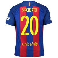 Barcelona Home Kit 2016-17 - Little Kids with S.Roberto 20 printing, Red/Blue