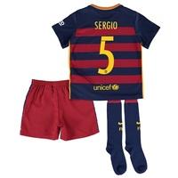 Barcelona Home Kit 2015/16 - Little Boys Blue with Sergio 5 printing, Red/Blue