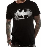 Batman Logo Mono Distressed Large T-shirt