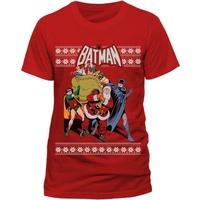 Batman - Robin & Santa Unisex Large T-Shirt - Red