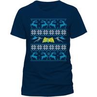 batman reindeer mens large t shirt blue