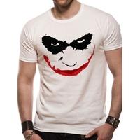 Batman The Dark Knight Joker Smile Outline T-Shirt X-Large - White