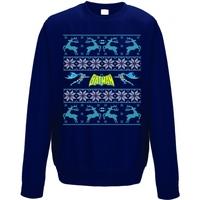 Batman - Reindeer Men\'s Small Crewneck Sweatshirt - Blue