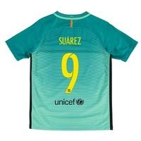 barcelona third shirt 2016 17 kids with surez 9 printing turquoise