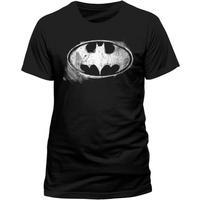 Batman Logo Mono Distressed T-Shirt black - Small