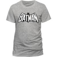 batman retro logo bw unisex small t shirt grey