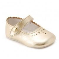 baby elizabeth gold leather girls single bar button pram pre walkers