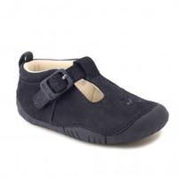 Baby Bubble, Navy Blue Nubuck Girls T-bar Pre-walkers