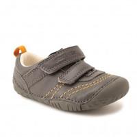 Baby Leo, Grey Leather Boys Riptape Pre-walkers