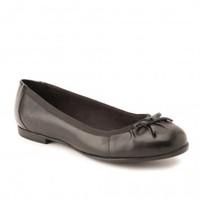 ballerina black leather girls slip on school shoes