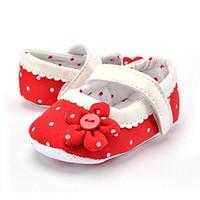 Baby Kids\' Loafers Slip-Ons First Walkers Fabric Summer Fall Party Evening Dress Casual Flower Polka Dot Flat Heel Blushing Pink Red Flat