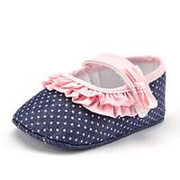 Baby Girls\' Kids\' Loafers Slip-Ons First Walkers Fabric Summer Fall Party Evening Dress Casual Stitching Lace Polka Dot Flat Heel Blue Flat