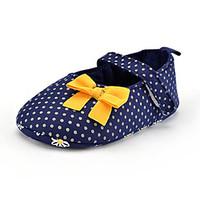 Baby Girls\' Kids\' Loafers Slip-Ons First Walkers Fabric Summer Fall Party Evening Dress Casual Bowknot Polka Dot Flat Heel Black Flat