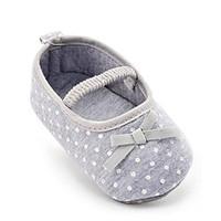 Baby Girls Kids\' Loafers Slip-Ons First Walkers Fabric Summer Fall Party Evening Dress Casual Bowknot Polka Dot Flat Heel Gray Flat