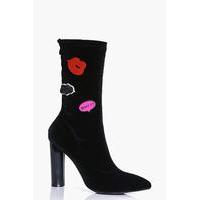 badge detail sock boot black