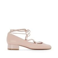 Ballay Leather Ballet Pumps with Ankle Strap