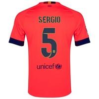 Barcelona Away Shirt 2014/15 - Kids Red with Sergio 5 printing, Purple