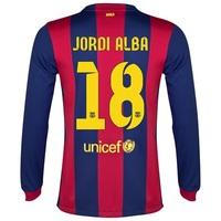 barcelona home shirt 201415 long sleeve blue with jordi alba 18 pri re ...