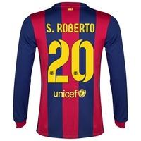 barcelona home shirt 201415 long sleeve blue with sroberto 20 prin red ...