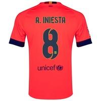 Barcelona Away Shirt 2014/15 - Kids Red with A. Iniesta 8 printing, Purple