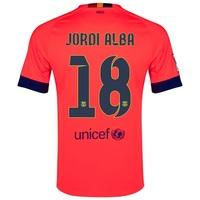 Barcelona Away Shirt 2014/15 - Kids Red with Jordi Alba 18 printing, Purple