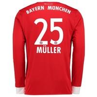 Bayern Munich Home Shirt 2017-18 - Long Sleeve with Müller 25 printing, Red