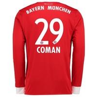 Bayern Munich Home Shirt 2017-18 - Long Sleeve with Coman 29 printing, Red