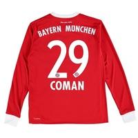 Bayern Munich Home Shirt 2017-18 - Kids - Long Sleeve with Coman 29 pr, Red