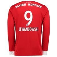 Bayern Munich Home Shirt 2017-18 - Long Sleeve with Lewandowski 9 prin, Red