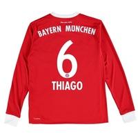 Bayern Munich Home Shirt 2017-18 - Kids - Long Sleeve with Thiago 6 pr, Red