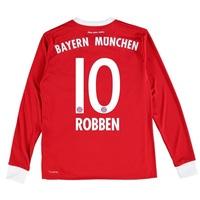 Bayern Munich Home Shirt 2017-18 - Kids - Long Sleeve with Robben 10 p, Red