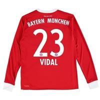 Bayern Munich Home Shirt 2017-18 - Kids - Long Sleeve with Vidal 23 pr, Red