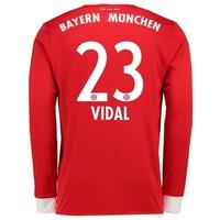 Bayern Munich Home Shirt 2017-18 - Long Sleeve with Vidal 23 printing, Red