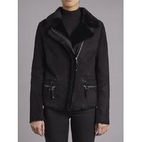 Barracuda Black Shearling Biker Jacket