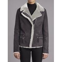 Barracuda Grey Shearling Biker Jacket