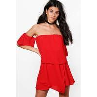 Bardot Wrap Dress - red