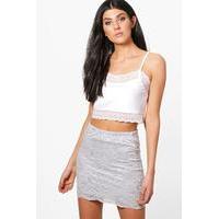 basic lace mini skirt silver