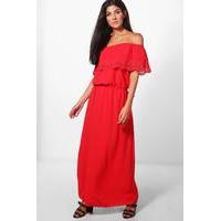 Bardot Lace Trim Maxi Dress - red