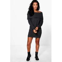 Bardot Mini Knitted Dress - charcoal