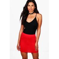 Basic Jersey Micro Mini Skirt - red