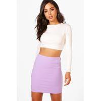 Basic Pastel Scuba Mini Skirt - lilac