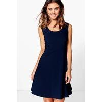 basic seam detail skater dress navy