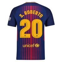 Barcelona Home Vapor Match Shirt 2017-18 with S.Roberto 20 printing, Red/Blue