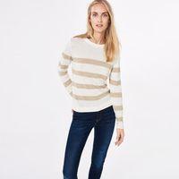 bar striped glitter crewneck jumper cream