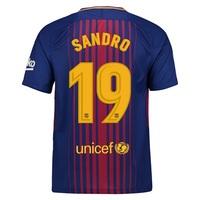 Barcelona Home Stadium Shirt 2017-18 with Sandro 19 printing, Red/Blue