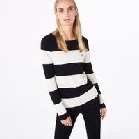 Bar Striped Crewneck Jumper - Black